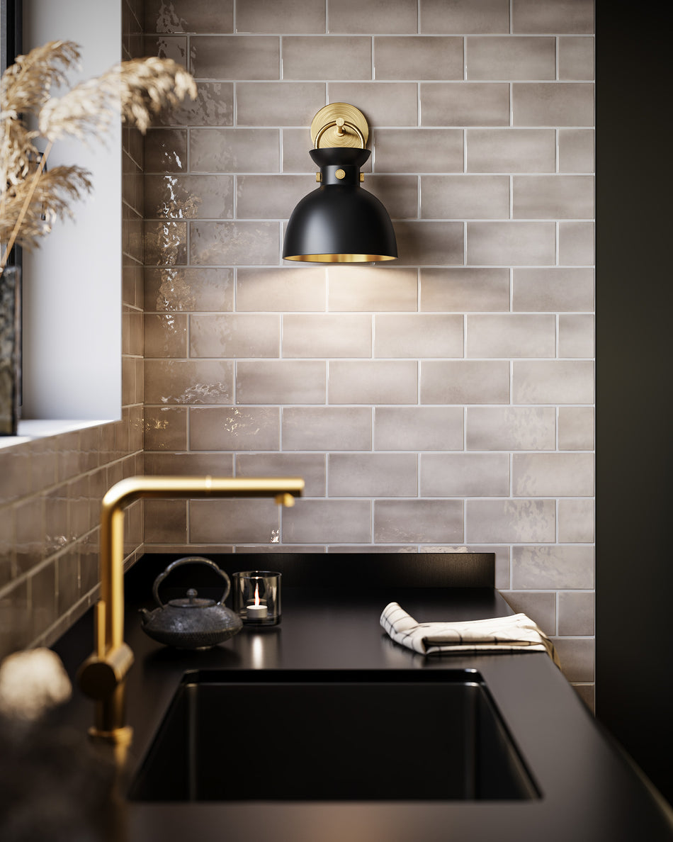 Waldo 9-in Aged Gold/Matte Black 1 Light Wall/Vanity by ALORA MOOD