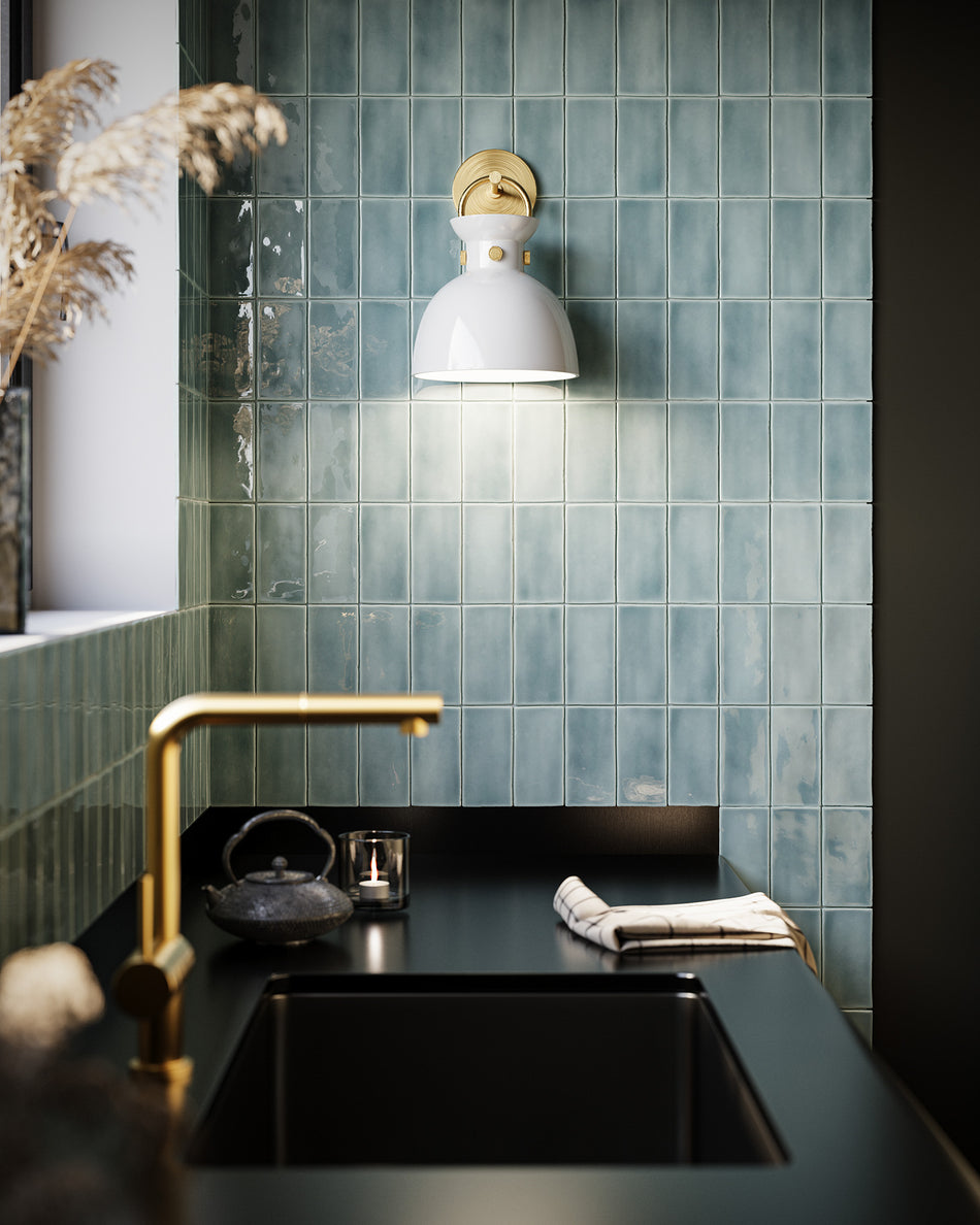 Waldo 9-in Aged Gold/Glossy Opal Glass 1 Light Wall/Vanity by ALORA MOOD