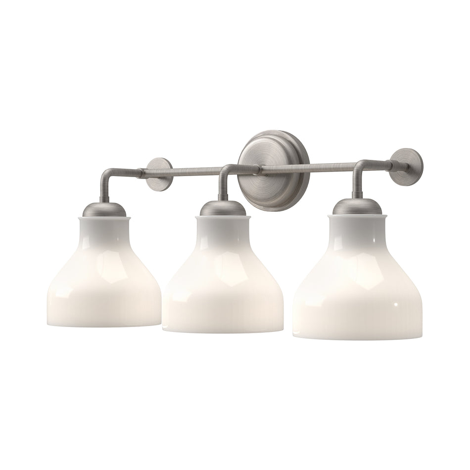 Westlake 22-in Brushed Nickel/Glossy Opal Glass 3 Lights Vanity