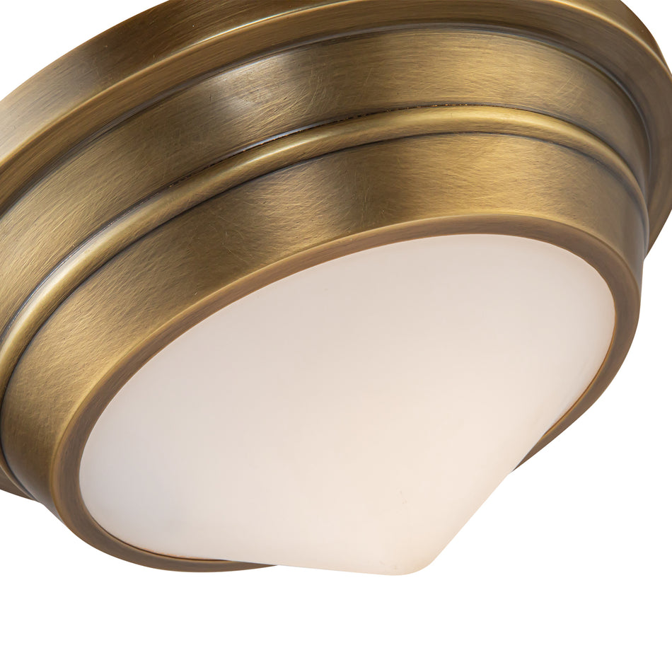 Willard 10-in Vintage Brass/Opal Matte Glass 1 Light Flush Mount by ALORA