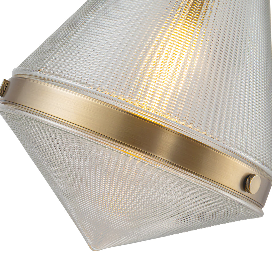 Willard 22-in Vintage Brass/Prismatic Glass 1 Light Pendant by ALORA