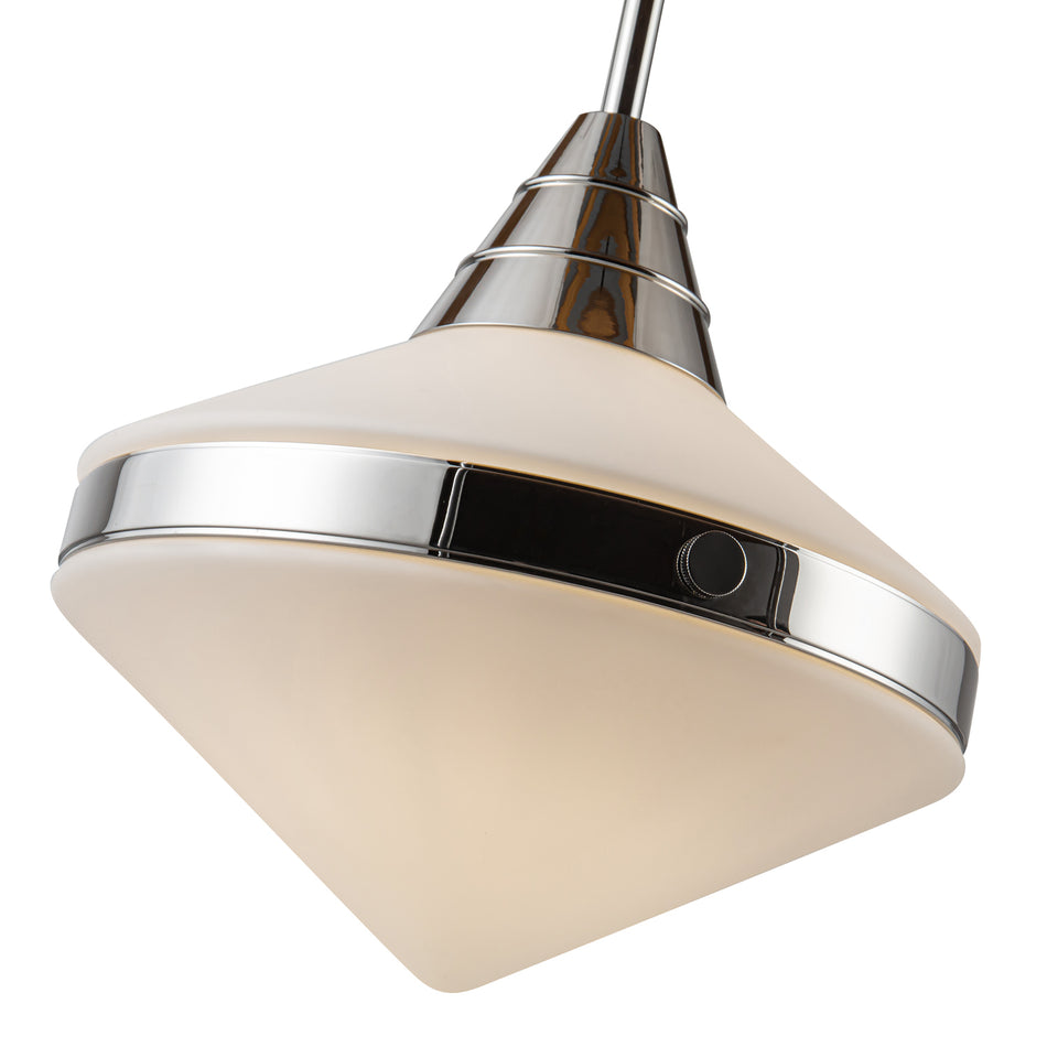 Willard 14-in Polished Nickel/Opal Matte Glass 1 Light Pendant by ALORA