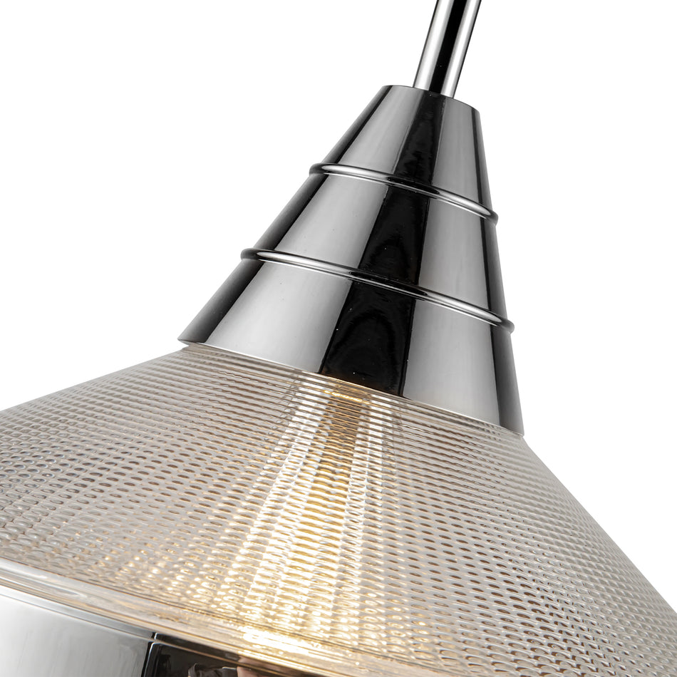 Willard 14-in Polished Nickel/Prismatic Glass 1 Light Pendant by ALORA