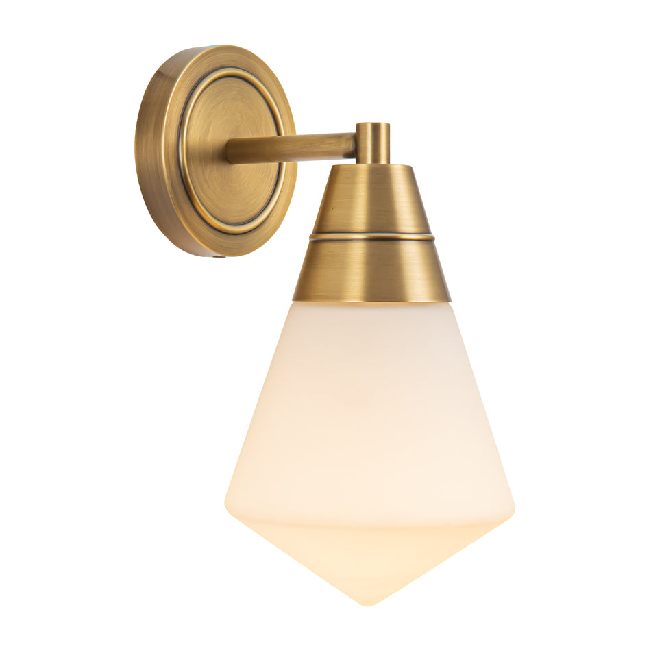 Willard 6-in Vintage Brass/Opal Matte Glass 1 Light Wall/Vanity by ALORA