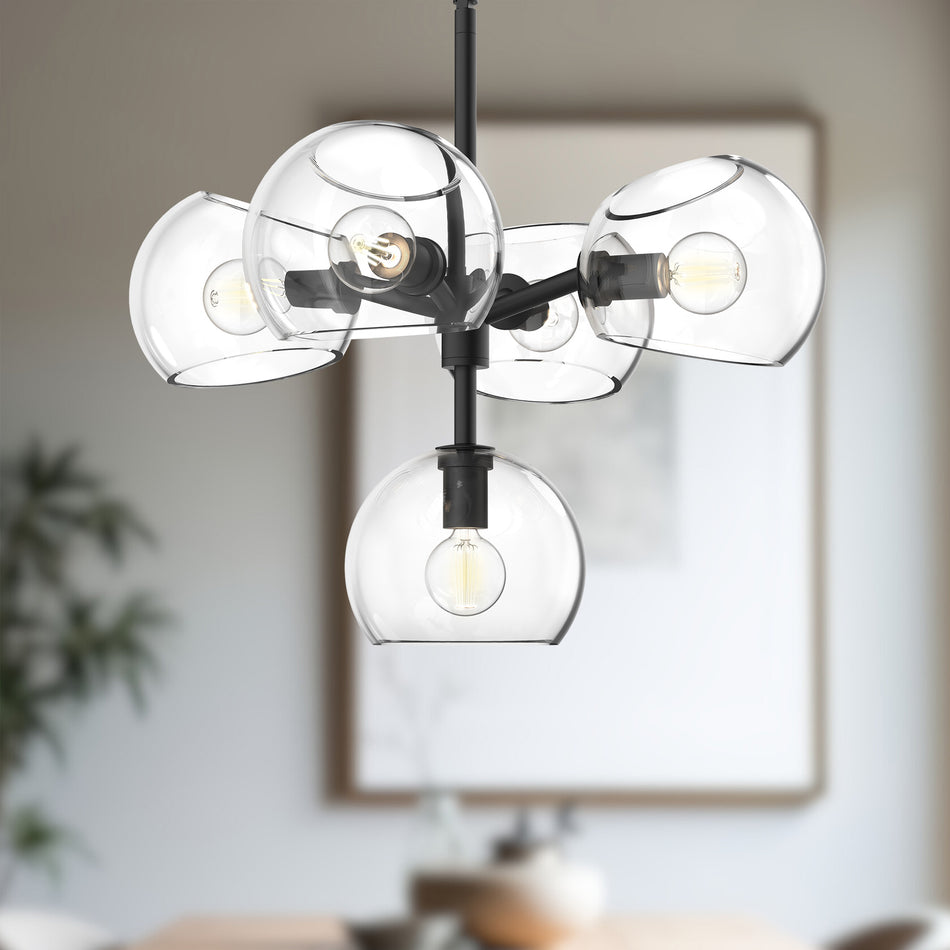 Willow 18-in Clear Glass/Matte Black 5 Lights Chandeliers by ALORA MOOD