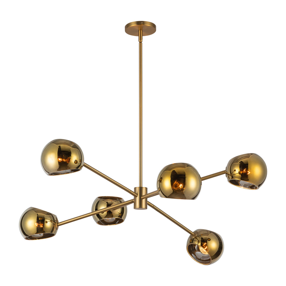 Willow 37-in Brushed Gold/Copper Glass 6 Lights Chandeliers