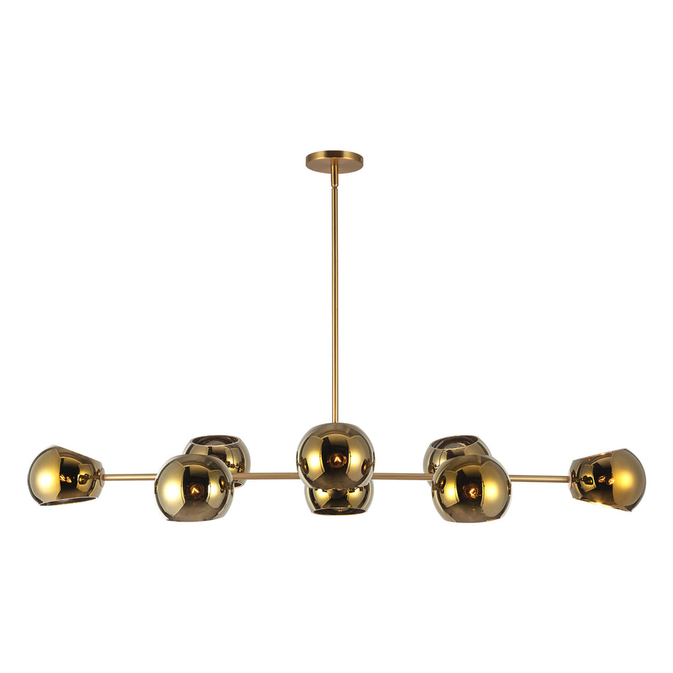 Willow 48-in Brushed Gold/Copper Glass 8 Lights Linear Pendant