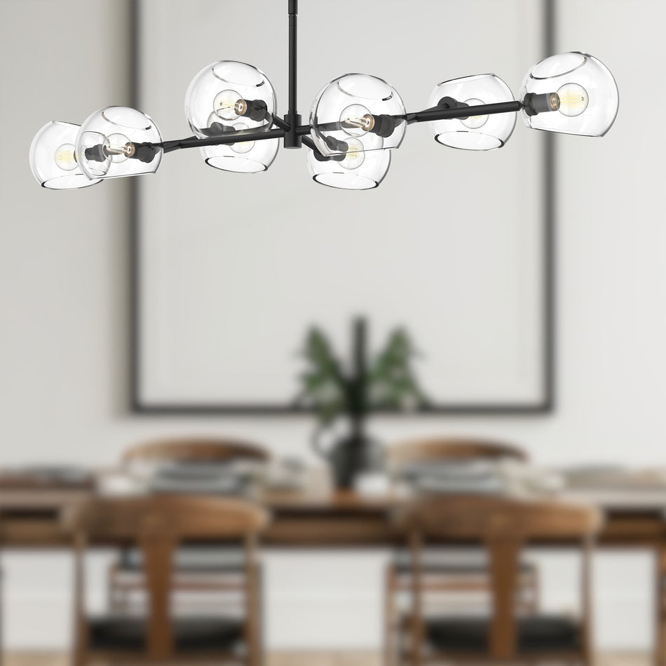 Willow 48-in Clear Glass/Matte Black 8 Lights Linear Pendant by ALORA MOOD