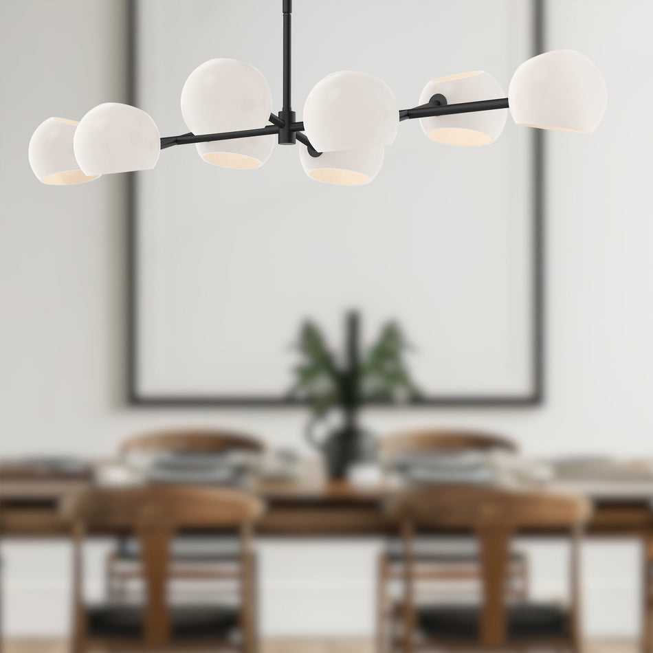 Willow 48-in Matte Black/Opal Matte Glass 8 Lights Linear Pendant by ALORA MOOD