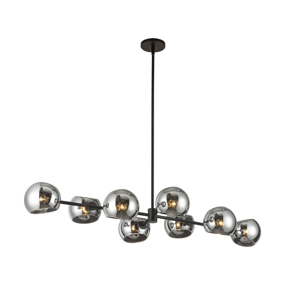 Willow 48-in Matte Black/Smoked Solid Glass 8 Lights Linear Pendant by ALORA MOOD