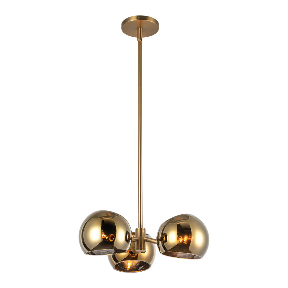 Willow 16-in Brushed Gold/Copper Glass 3 Lights Pendant