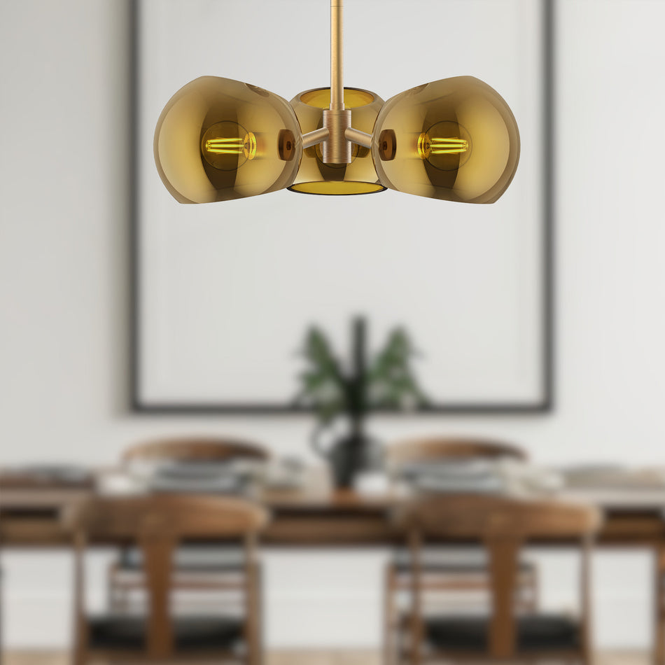 Willow 16-in Brushed Gold/Copper Glass 3 Lights Pendant by ALORA MOOD