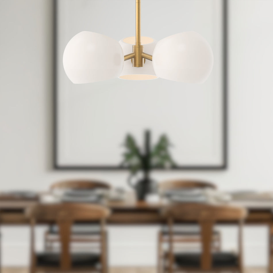 Willow 16-in Brushed Gold/Opal Matte Glass 3 Lights Pendant by ALORA MOOD
