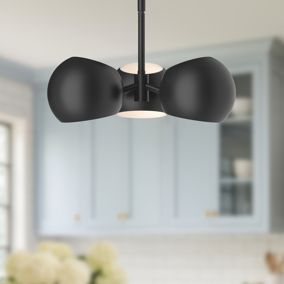 Willow 16-in Matte Black 3 Lights Pendant by ALORA MOOD