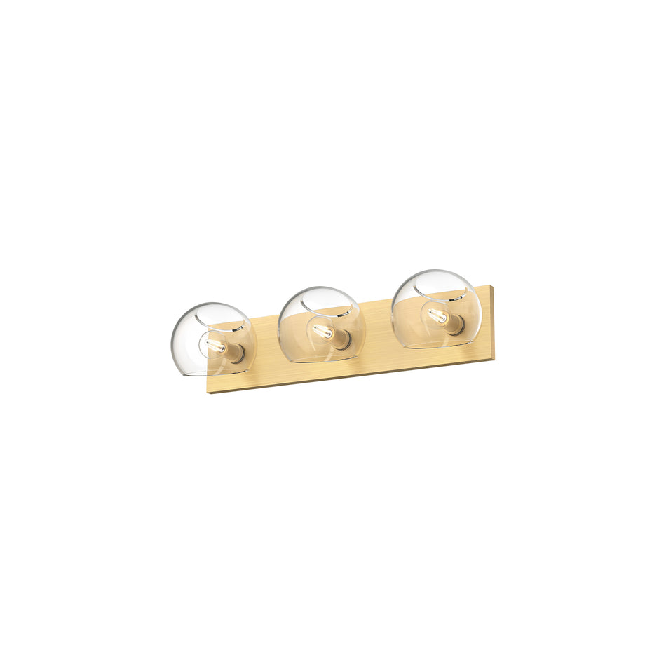 Willow 22-in Brushed Gold/Clear Glass 3 Lights Vanity by ALORA MOOD