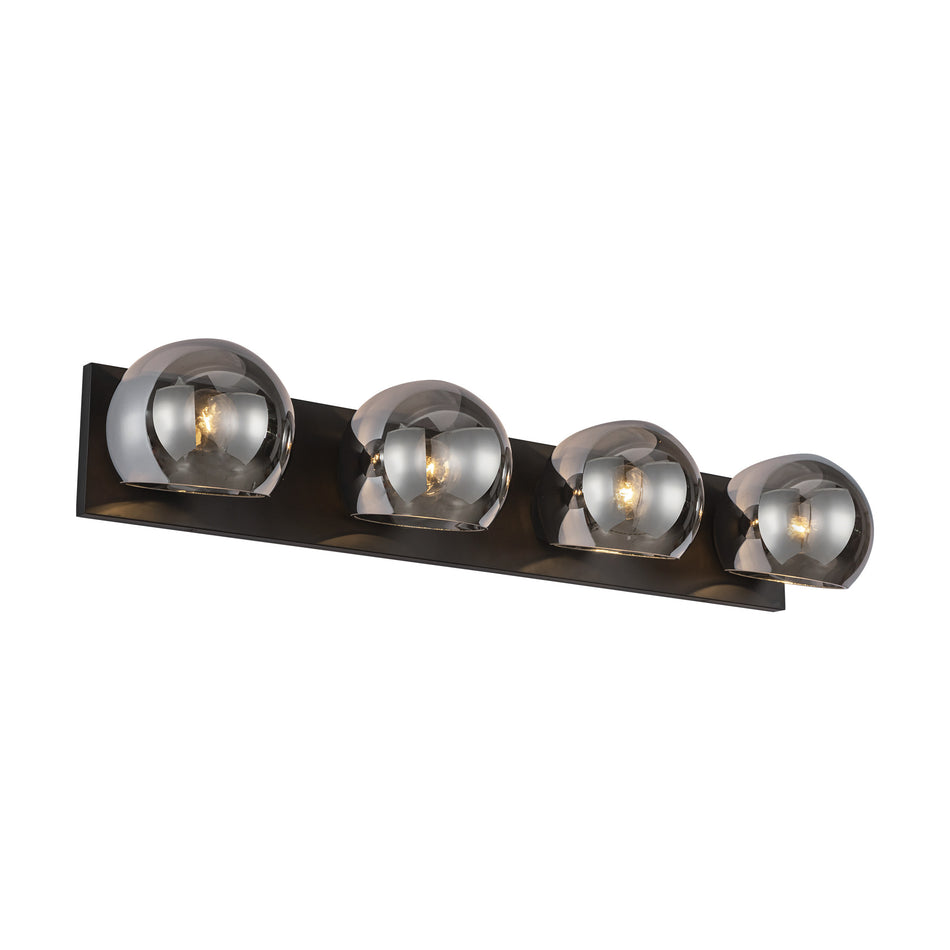 Willow 31-in Matte Black/Smoked Solid Glass 4 Lights Vanity