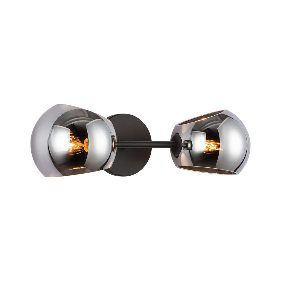 Willow 17-in Matte Black/Smoked Solid Glass 2 Lights Wall/Vanity