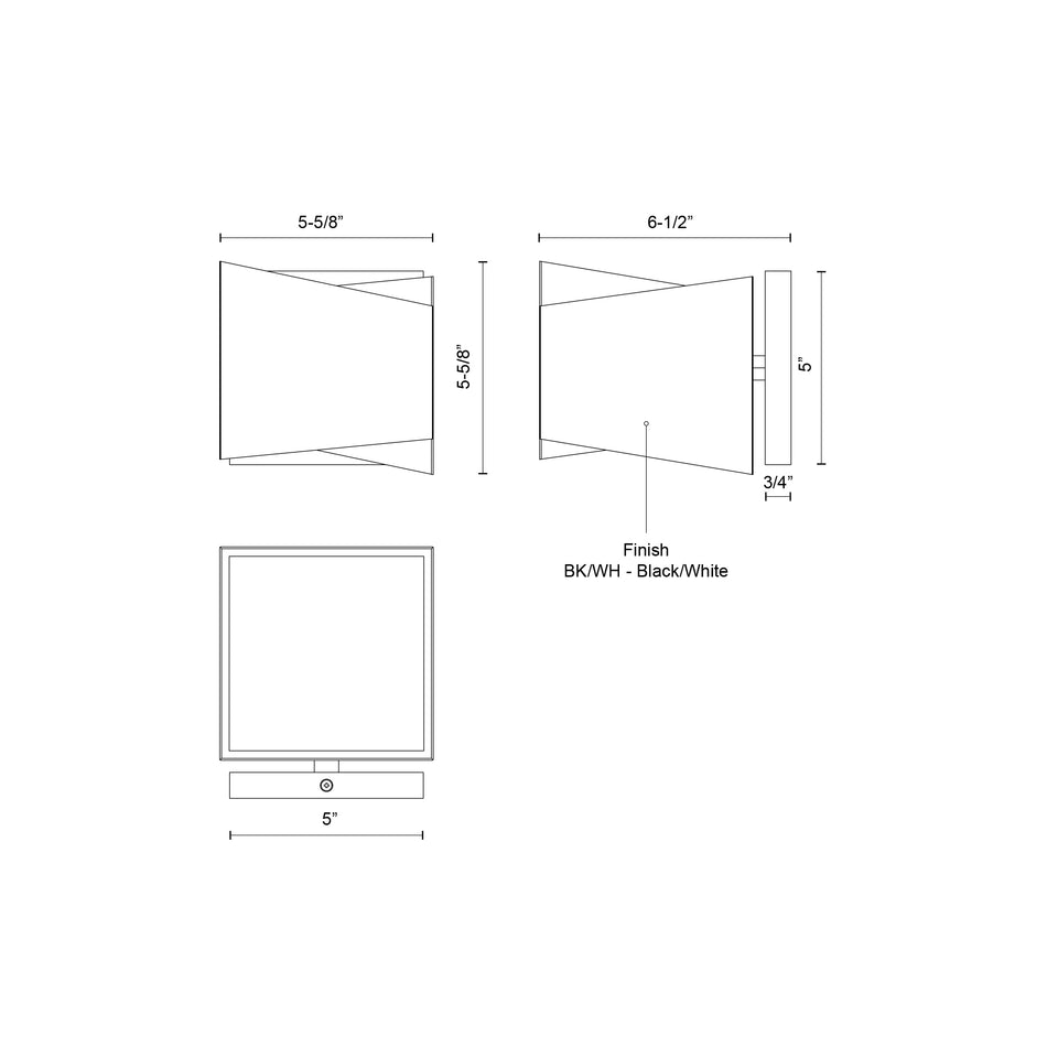 Cubix 5-in Black/White LED Wall Sconce by KUZCO