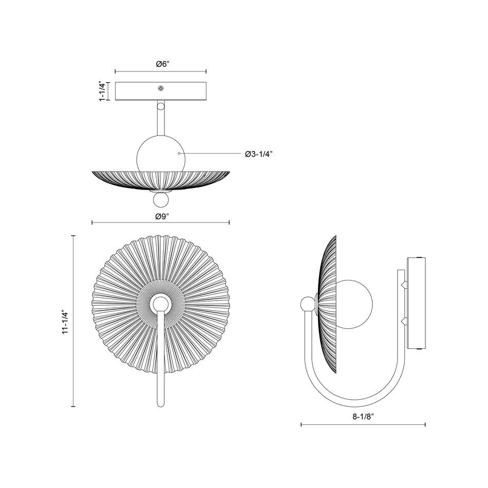 Hera 9-in Matte Black/Clear Ribbed Glass LED Wall/Vanity by ALORA MOOD