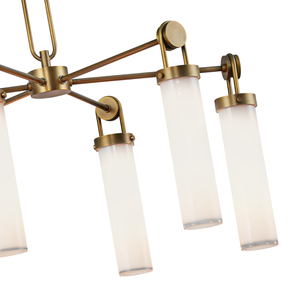 Wynwood 32-in Vintage Brass/Glossy Opal 6 Lights Chandeliers by ALORA