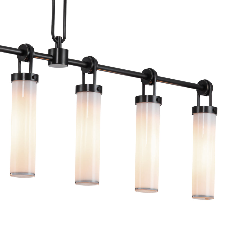 Wynwood 52-in Urban Bronze/Glossy Opal 6 Lights Linear Pendant by ALORA
