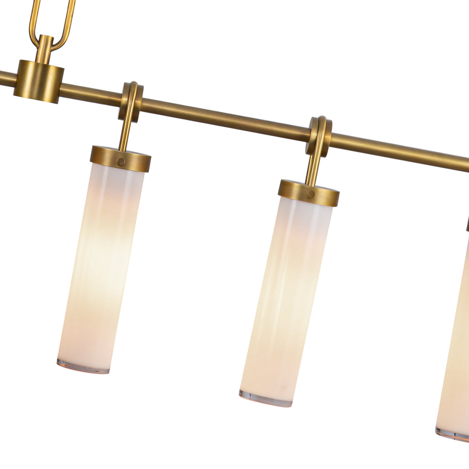 Wynwood 52-in Vintage Brass/Glossy Opal 6 Lights Linear Pendant by ALORA