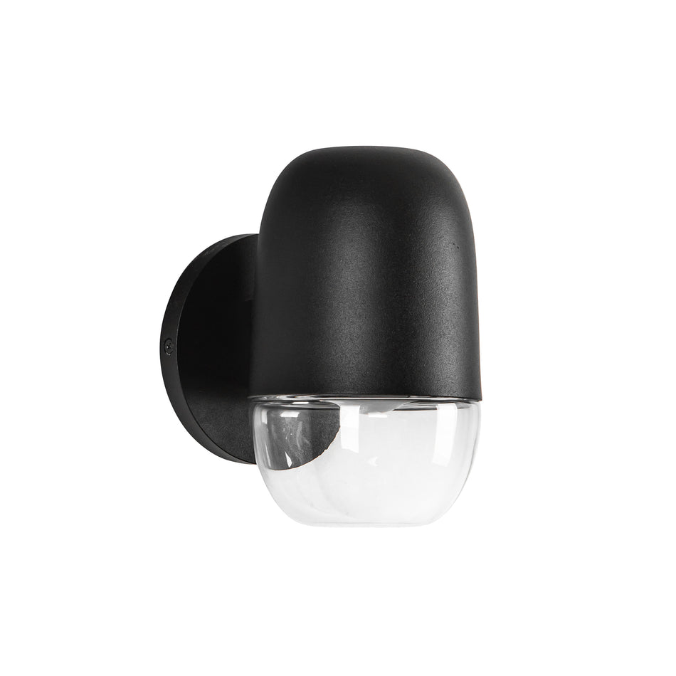 Yara 4-in Black/Clear Glass LED Exterior Wall by KUZCO