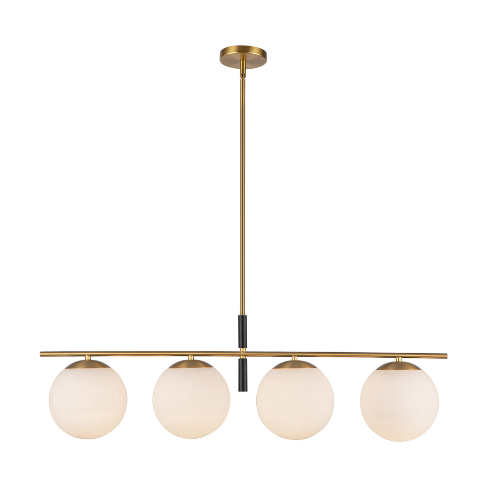 Zuri 37-in Brushed Gold/Opal Glass Socket Linear Pendant