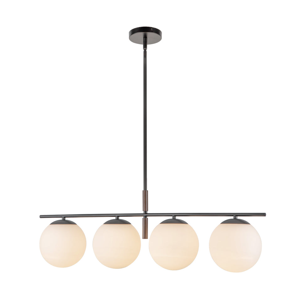 Zuri 37-in Matte Black/Opal Glass Socket Linear Pendant by ALORA MOOD