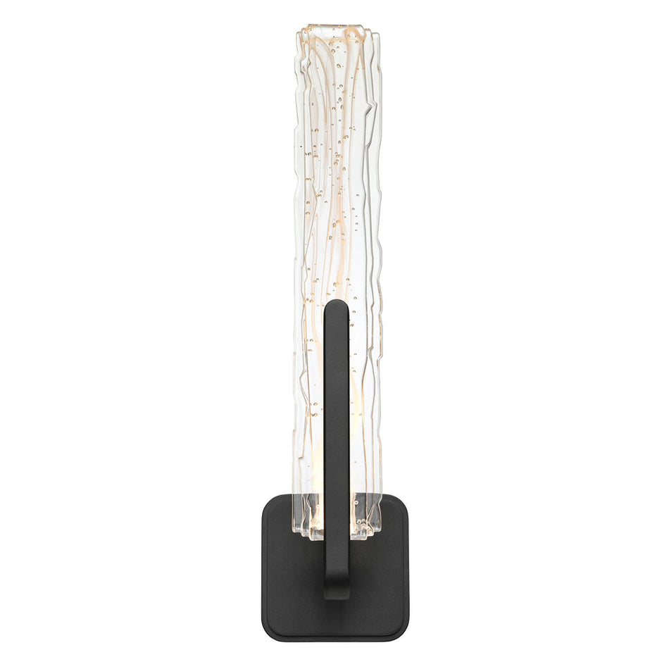Curva Integrated LED 19in Sand Black Indoor-Outdoor Wall Light with Handcrafted Glass