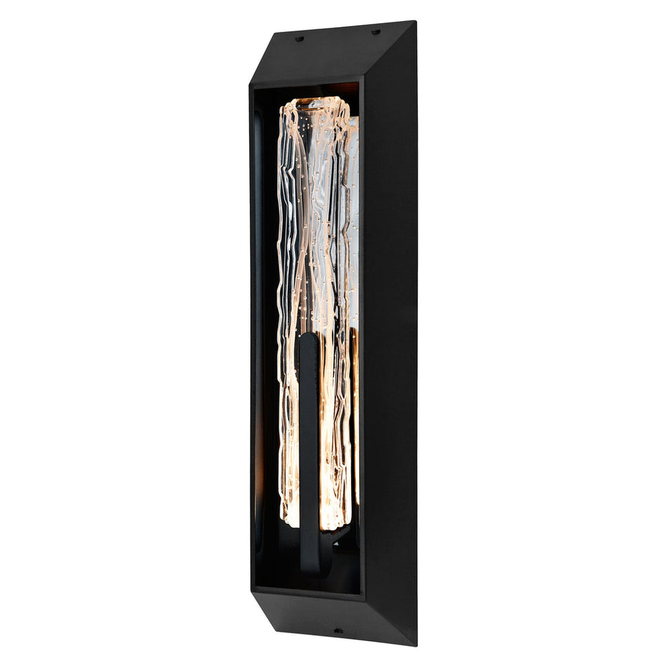 Curva Integrated LED 24in Sand Black Outdoor Wall Light with Handcrafted Glass