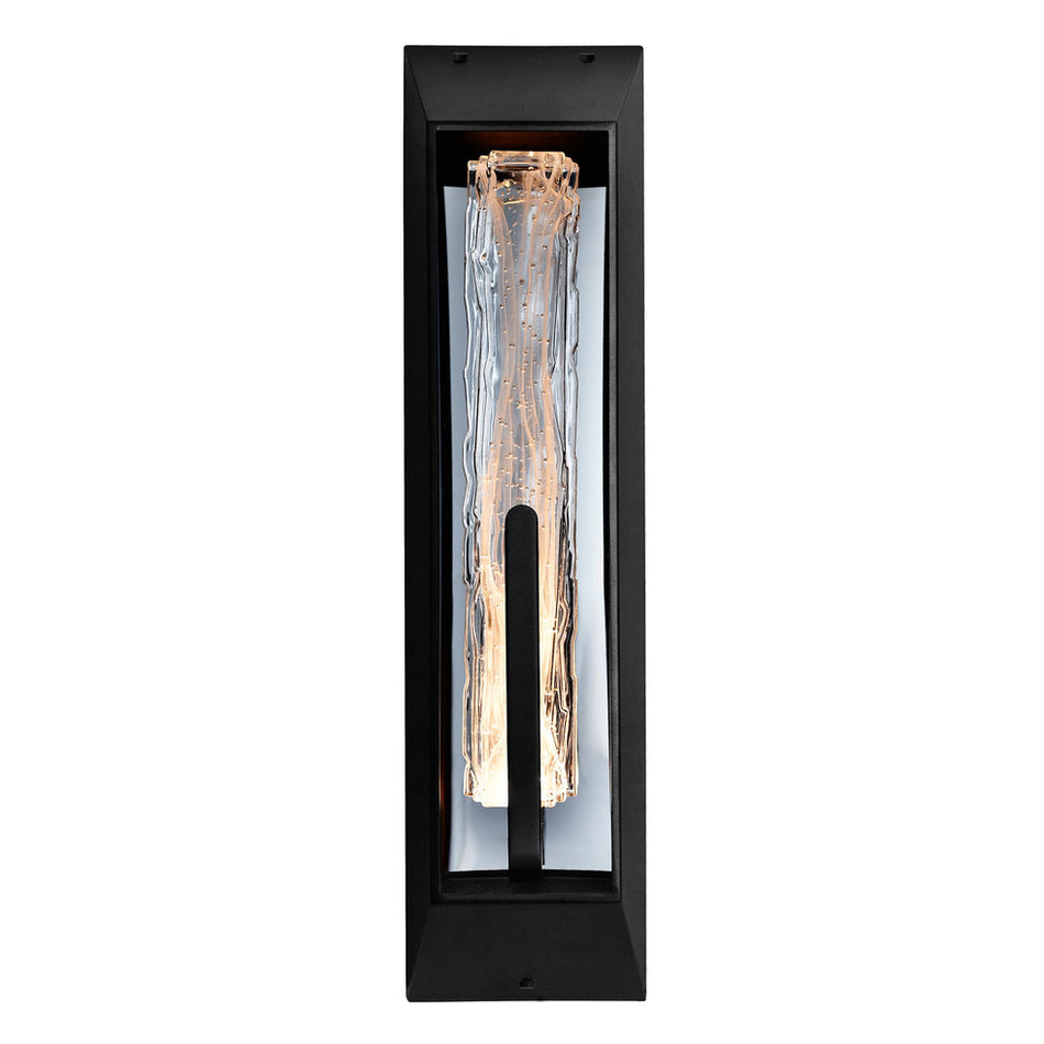 Curva Integrated LED 24in Sand Black Outdoor Wall Light with Handcrafted Glass
