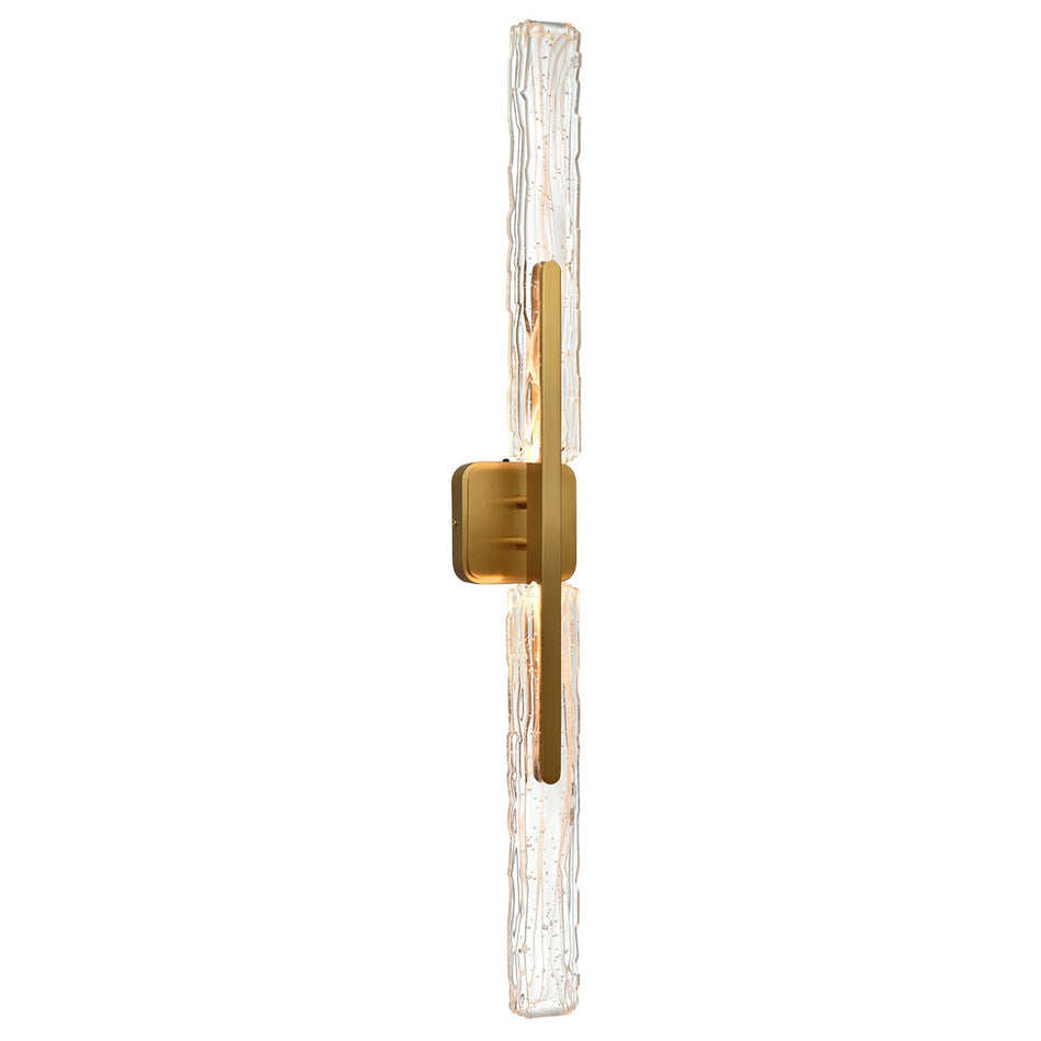 Curva Integrated LED 36in Brass Vanity Light with Handcrafted Glass