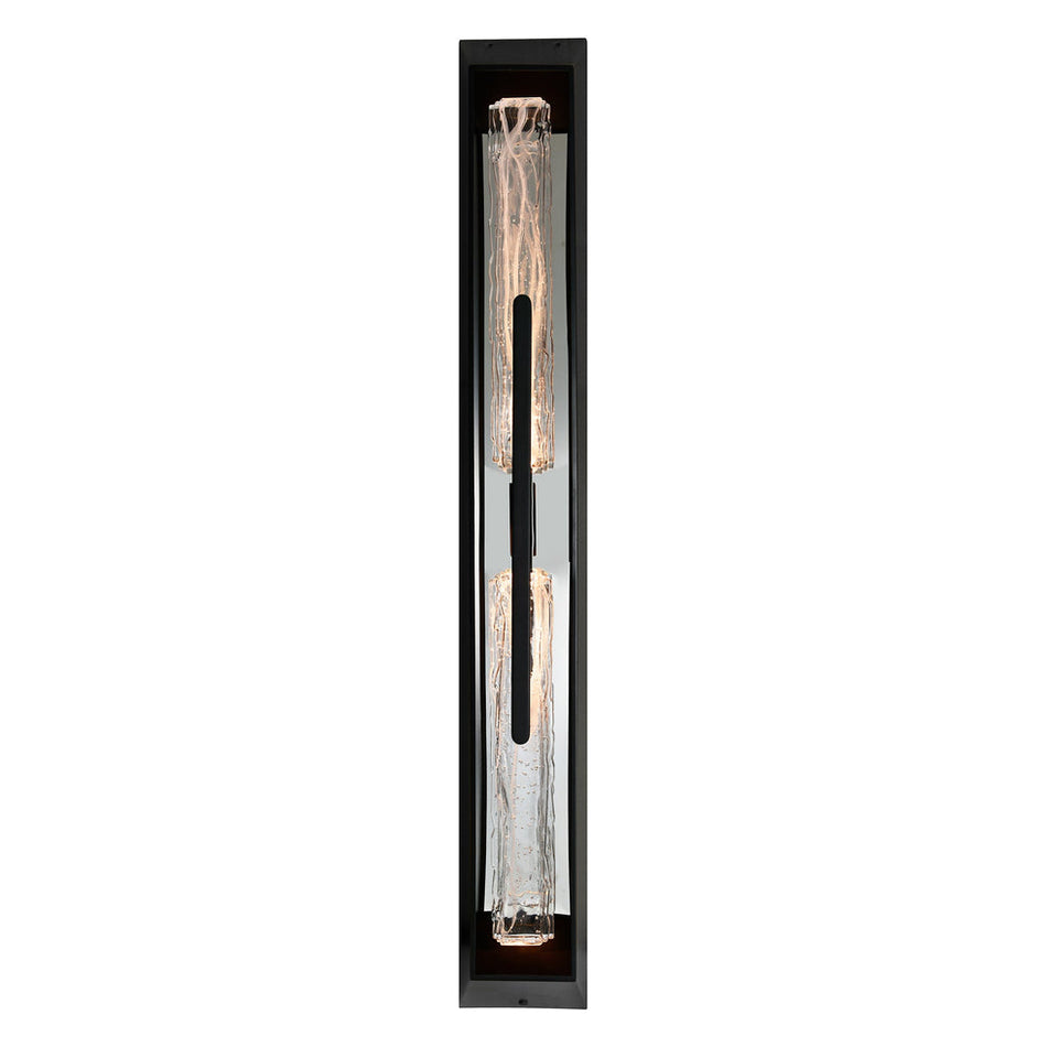 Curva Integrated LED 44in Sand Black Outdoor Wall Light with Handcrafted Glass