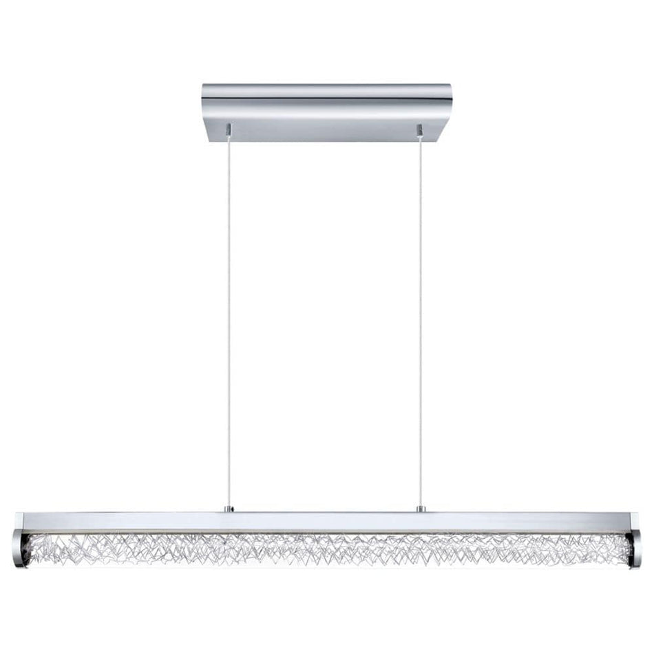 30" Trevelo Integrated LED Pendant Light Fixture Chrome Finish with Clear Glass and Aluminum