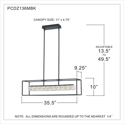 Dazzle LED 36 inch Matte Black Island Light Ceiling Light by Quoizel