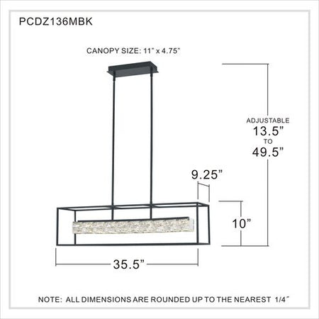 Dazzle LED 36 inch Matte Black Island Light Ceiling Light by Quoizel