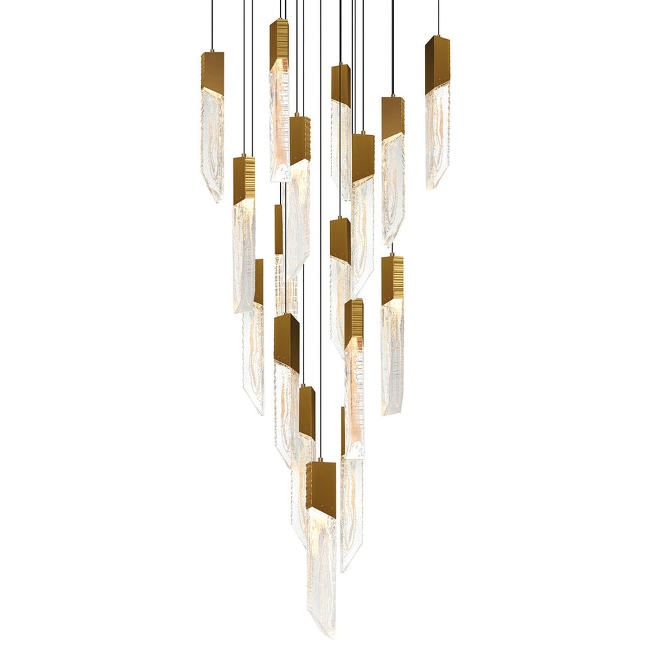 Petra Integrated LED 24in Brass Chandelier with Handcrafted Glass