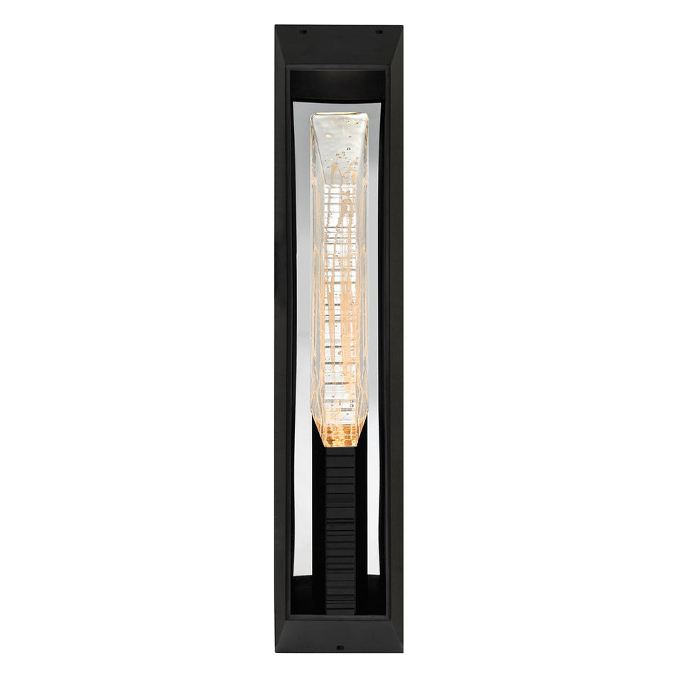 Petra Integrated LED 29in Sand Black Outdoor Wall Light with Handcrafted Glass