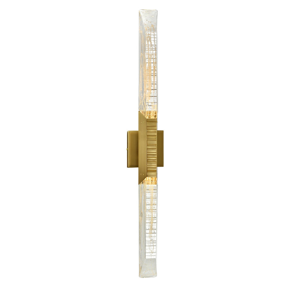 Petra Integrated LED 36in Brass Vanity Light with Handcrafted Glass