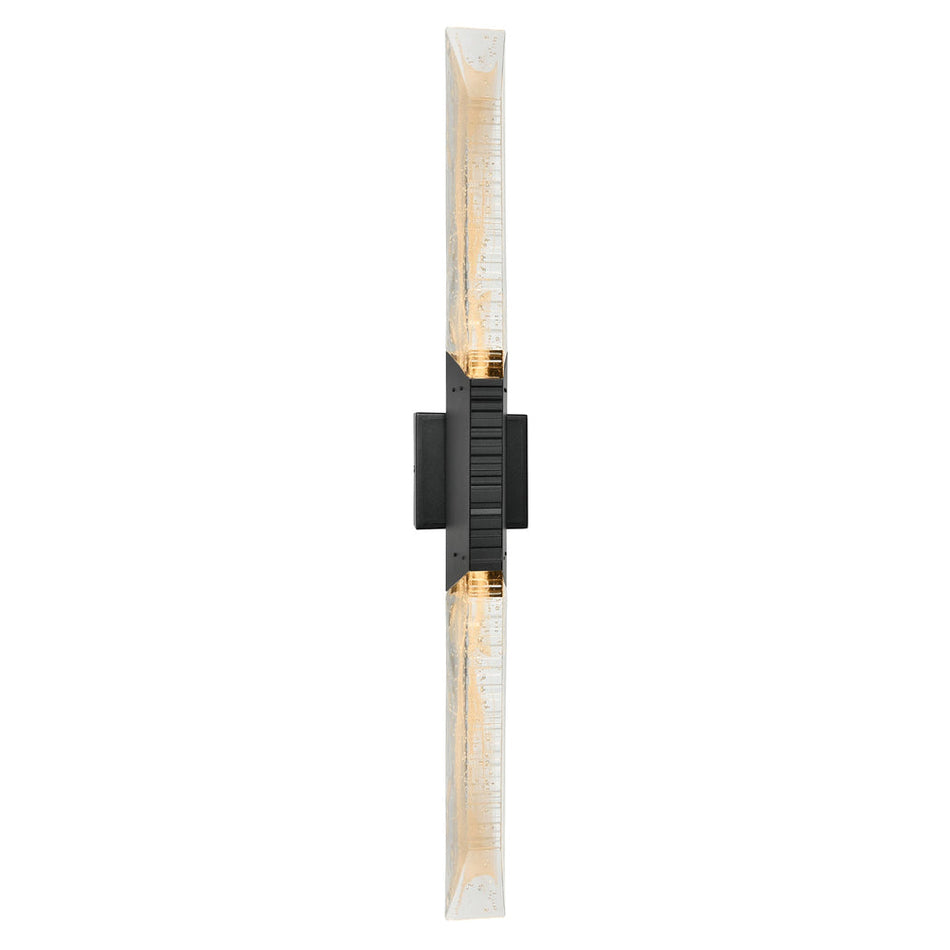 Petra Integrated LED 36in Sand Black Indoor-Outdoor Wall Light with Handcrafted Glass
