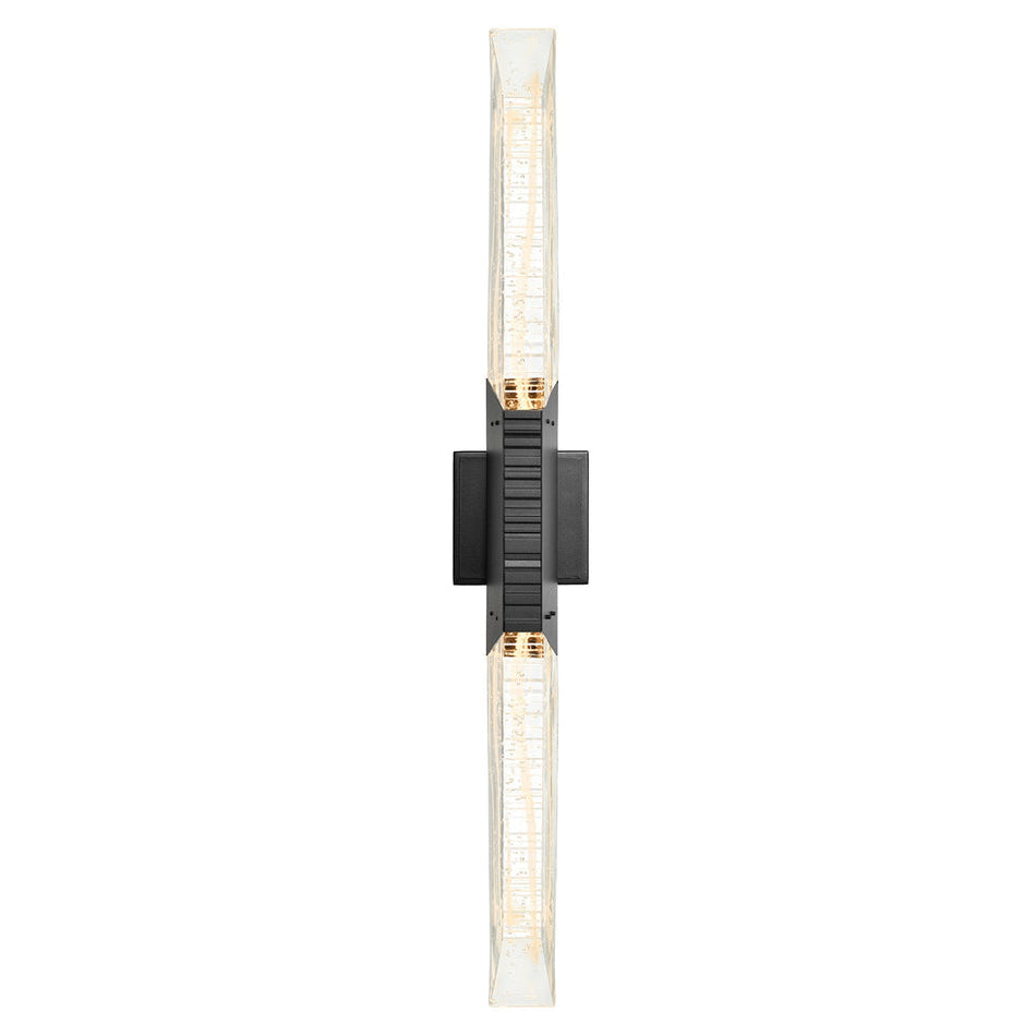 Petra Integrated LED 36in Sand Black Indoor-Outdoor Wall Light with Handcrafted Glass