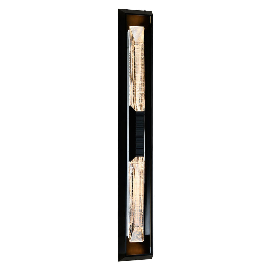 Petra Integrated LED 44in Sand Black Outdoor Wall Light with Handcrafted Glass