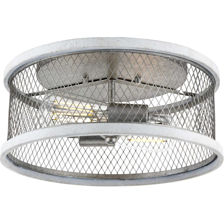 Austelle Collection Two-Light Galvanized 14" Flush Mount by Progress