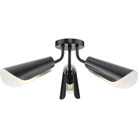 Cornett Collection 44.12 in. Three-Light Matte Black Contemporary Flush Mount Light by Progress