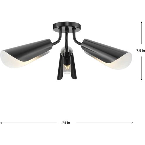 Cornett Collection 44.12 in. Three-Light Matte Black Contemporary Flush Mount Light by Progress