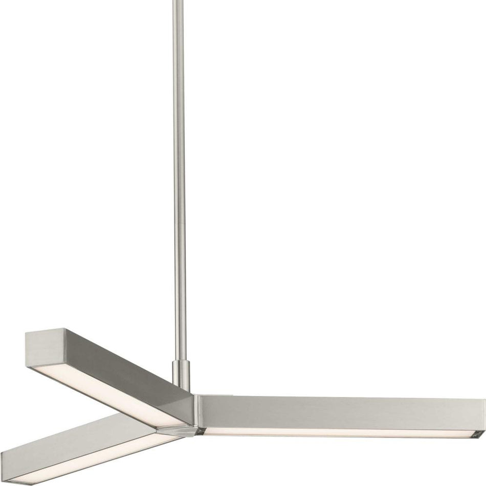 Planck LED Collection Three-Light Brushed Nickel Modern Style Chandelier Light by Progress