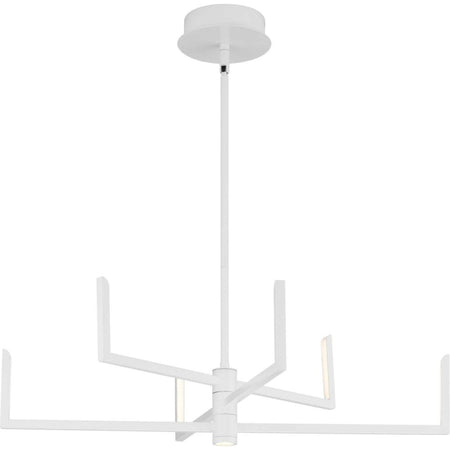 Pivot LED Collection Six-Light Satin White Modern Style Chandelier with Downlight by Progress