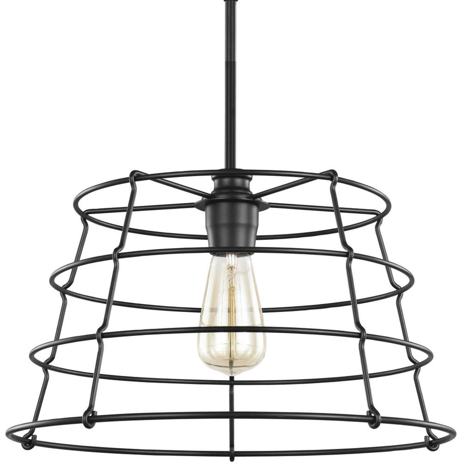 Chambers Collection One-Light Matte Black Farmhouse Pendant Light