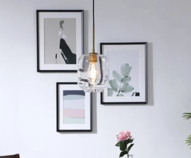 Collier 1 light Brass and Clear glass pendant